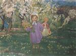 Bild:Children with spring flowers