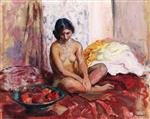 Henri Lebasque  - Bilder Gemälde - Egyptian Woman with Platter of Fruit