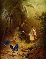 Carl Spitzweg - Bilder Gemälde - Der Schmetterlingsfänger