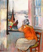 Henri Lebasque  - Bilder Gemälde - Jeuen femme devant la fenetre ouverte a l'Ile d'Yeu