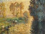 Henri Lebasque  - Bilder Gemälde - Laundresses at Twilight