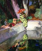 Henri Lebasque  - Bilder Gemälde - Le Pradet, Woman and Children by a Pool