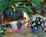 Henri Lebasque  - Bilder Gemälde - Le Pradet, Young Woman in a Hammock
