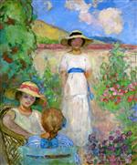 Henri Lebasque  - Bilder Gemälde - Les Andelys, Three Girls in a Garden