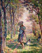 Henri Lebasque  - Bilder Gemälde - Little Girl and Kids in the Forest at Pierrefonds