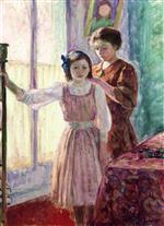 Henri Lebasque  - Bilder Gemälde - Madame Lebasque Fixing her Daughters Hair