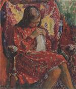 Henri Lebasque  - Bilder Gemälde - Marthe Sewing