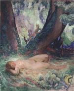 Henri Lebasque  - Bilder Gemälde - Nude in a garden with a Satyr