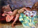 Henri Lebasque  - Bilder Gemälde - Nude on a Spanish Cushion