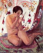 Henri Lebasque  - Bilder Gemälde - Nude seated with a mirror