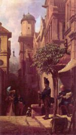 Carl Spitzweg - Bilder Gemälde - Er kommt