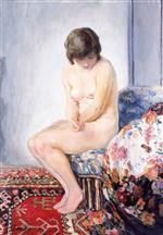 Henri Lebasque  - Bilder Gemälde - Nude with Red Carpet