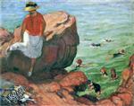 Henri Lebasque  - Bilder Gemälde - On the Cliffs at Agay