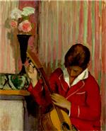 Henri Lebasque  - Bilder Gemälde - Pierre Labasque playing a guitar
