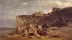 Carl Spitzweg - paintings - Women bath near Dieppe