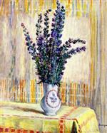 Henri Lebasque  - Bilder Gemälde - Pitcher of Flowers on a Table