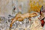 Henri Lebasque  - Bilder Gemälde - Reclining Nude on a Spanish Cushion