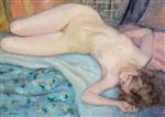 Henri Lebasque  - Bilder Gemälde - Reclining Nude with Red Hair