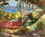 Henri Lebasque  - Bilder Gemälde - Saint-Tropez, Young Woman in a Hammock