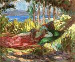 Bild:Saint-Tropez, Young Woman in a Hammock