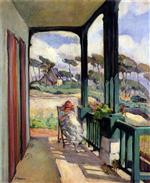 Henri Lebasque  - Bilder Gemälde - Sewing on the terrace at Morgat