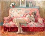 Henri Lebasque  - Bilder Gemälde - Siesta on a Pink Couch, Le Cannet