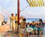 Henri Lebasque  - Bilder Gemälde - The Bar at the Beach