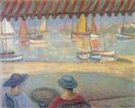 Henri Lebasque  - Bilder Gemälde - The Cafe on the terrace at St Ile de Yeu