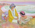 Henri Lebasque  - Bilder Gemälde - Three young girls at the beach