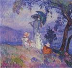 Henri Lebasque  - Bilder Gemälde - Walk in the Mountains at Saint Tropez