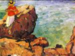 Henri Lebasque  - Bilder Gemälde - Woman on the Rocks