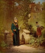 Carl Spitzweg  - Bilder Gemälde - Zeitungsleser im Garten