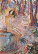 Henri Lebasque  - Bilder Gemälde - Young girl by fountain