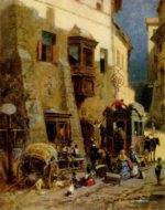 Carl Spitzweg  - Peintures - Au poste de douane de Zirl au Tyrol (Deux genres de voyage)