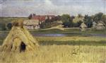 Isaak Iljitsch Lewitan  - Bilder Gemälde - Haystacks and Village