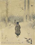 Isaak Iljitsch Lewitan  - Bilder Gemälde - Hunters in a Winter Forest