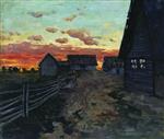 Isaak Iljitsch Lewitan  - Bilder Gemälde - Huts at Sunset