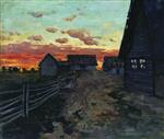 Bild:Huts at Sunset