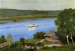 Isaak Iljitsch Lewitan  - Bilder Gemälde - Landscape with a Steamship