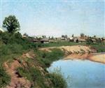 Isaak Iljitsch Lewitan  - Bilder Gemälde - Village on the Bank of a River