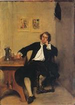 Jean Louis Ernest Meissonier - Bilder Gemälde - A Man in Black smoking a Pipe