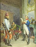 Jean Louis Ernest Meissonier  - Bilder Gemälde - Interior Scene with French Officers