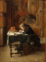 Jean Louis Ernest Meissonier  - Bilder Gemälde - Junger Mann beim Schreiben