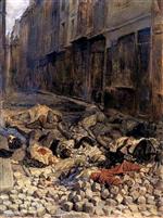 Jean Louis Ernest Meissonier  - Bilder Gemälde - Nach der Straßenschlacht