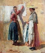 Jean Louis Ernest Meissonier  - Bilder Gemälde - Wäscherinnen in Antibes