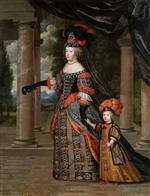 Pierre Mignard - Bilder Gemälde - Bildnis der Königin Maria Theresia mit dem Grand Dauphin