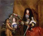 Pierre Mignard - Bilder Gemälde - Philippe of France with his favourite daughter Marie Louise