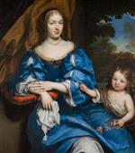 Pierre Mignard  - Bilder Gemälde - Portrait of a Lady with her Child