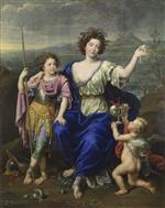 Pierre Mignard  - Bilder Gemälde - The Marquise de Seignelay and Two of her Children