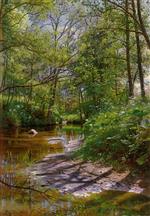 Peder Mønsted - Bilder Gemälde - A river landscape